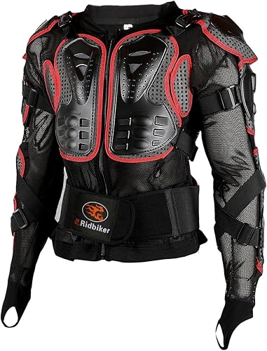 Ridbiker - Protector de blindaje desmontable, de cuerpo completo, para motocicleta, chaqueta de carreras, motocross, camisa protectora para pecho y
