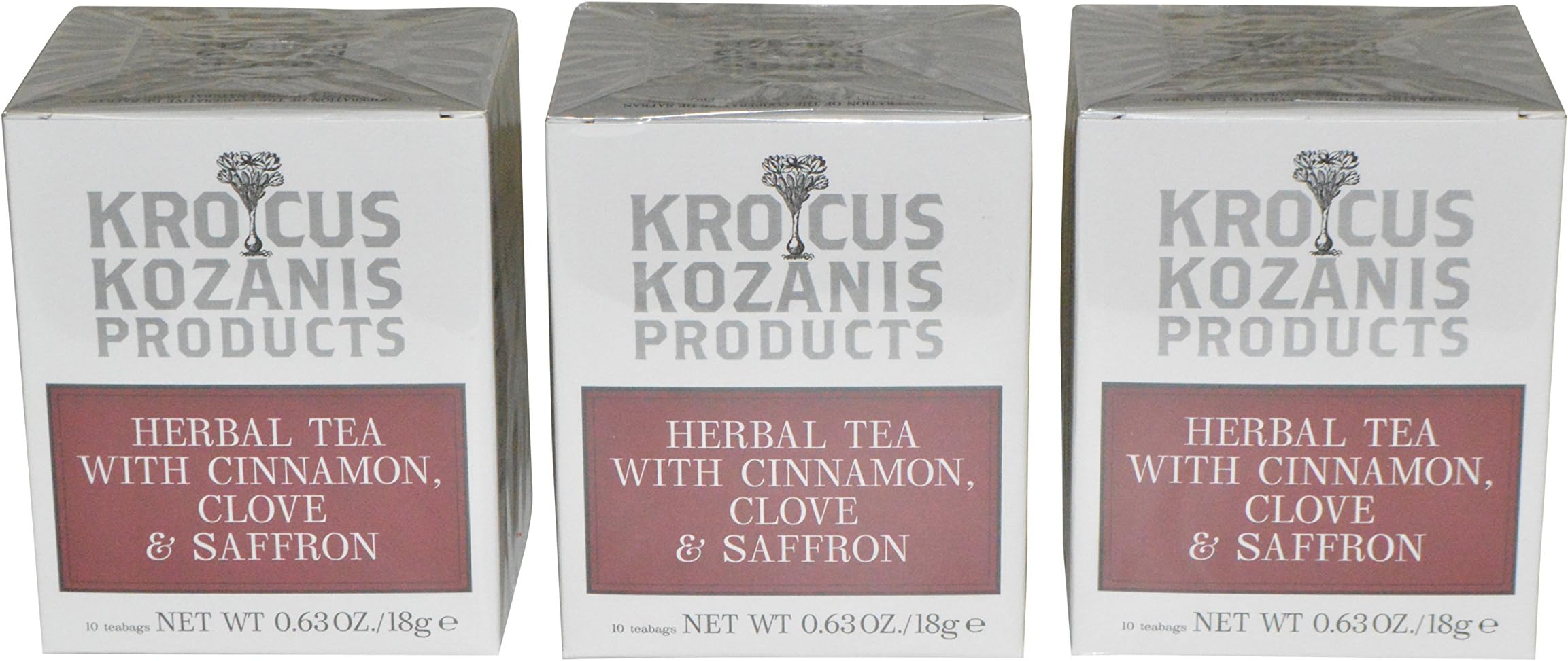 Krocus Kozanis Saffron Teas (Herbal Tea with Cinnamon),pack of 3