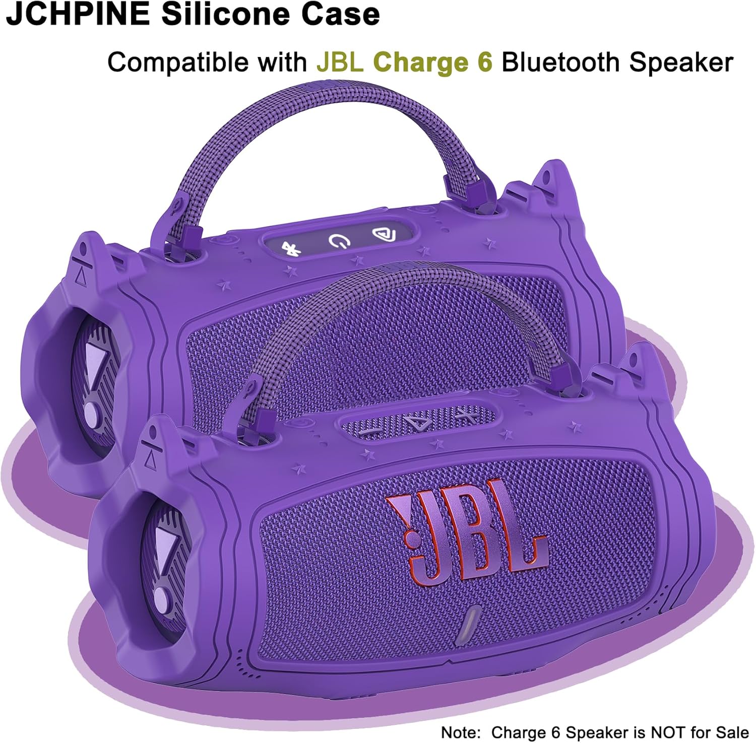JCHPINE Silicone Case for JBL Charge 6 Portable Speaker, Protective Cover for JBL Charge 6 Pro AI Sound Speaker Accessories (Purple Case) - Image 2