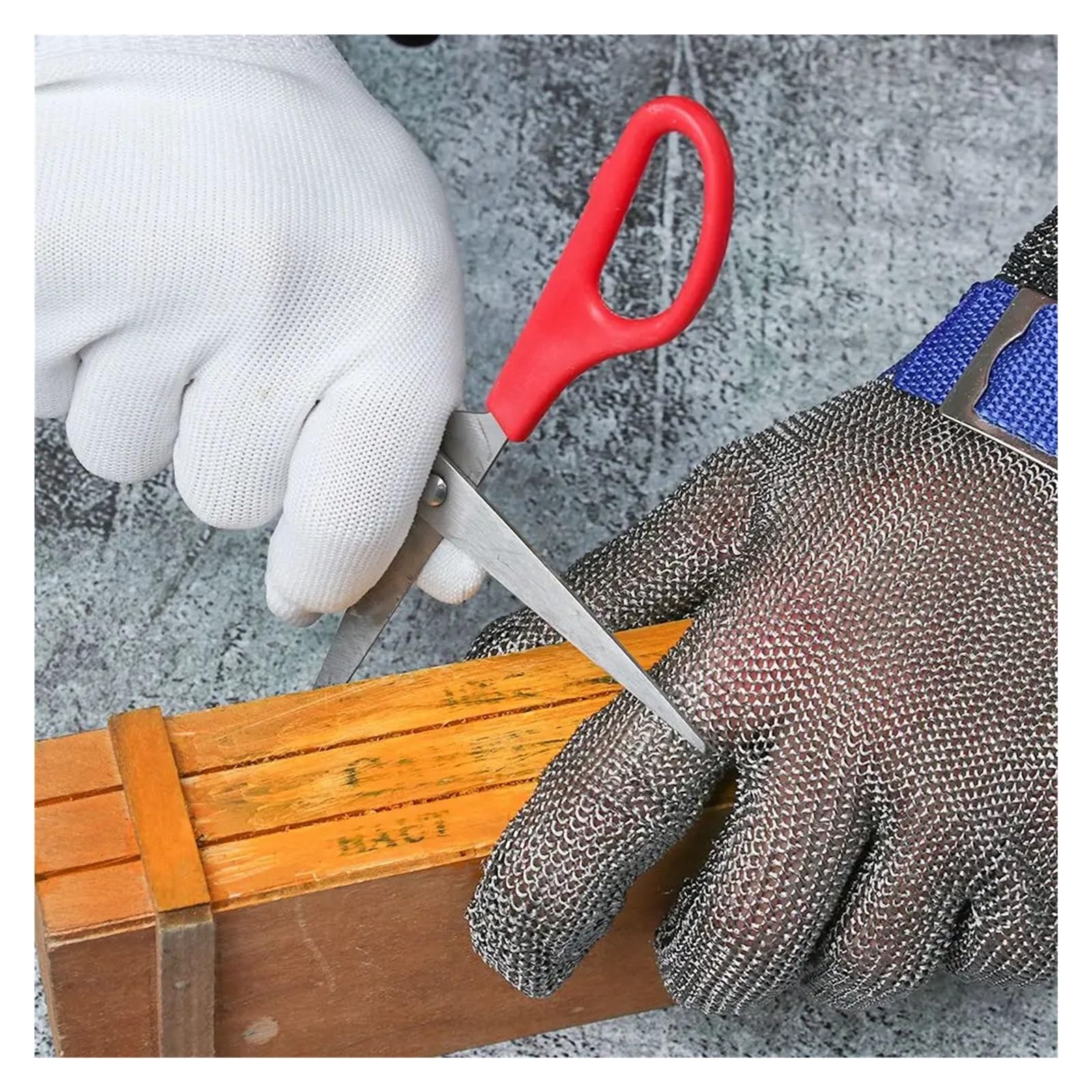 Guanti di Sicurezza antitaglio Guanti in Rete Protezione delle Mani Guanti da Lavoro Resistenti alle coltellate Guanti di Protezione antitaglio di Sicurezza Metallo in Acciaio Inossidabile(L)