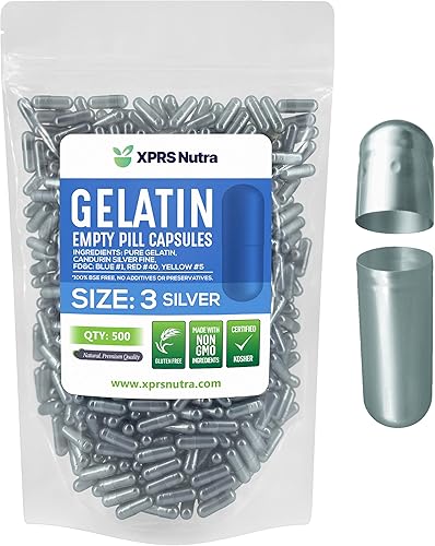 XPRS Nutra Cápsulas vacías de tamaño 3 500 cápsulas de gelatina vacías Cápsulas de píldoras vacías Llenado de cápsulas de bricolaje Cápsulas de