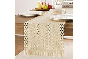 Beige Macrame Table Runner - Textured Elegance for Your Table