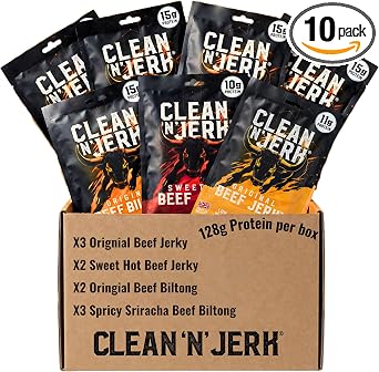 Clean 'N' Jerk High-Protein Jerky and Biltong Variety Box - 280g