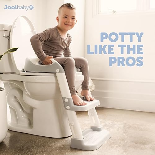 Vista 4 de Jool Baby Asiento de entrenamiento para ir al baño con escalera de 2 escalones para niños pequeños, protector contra salpicaduras, altura ajustable