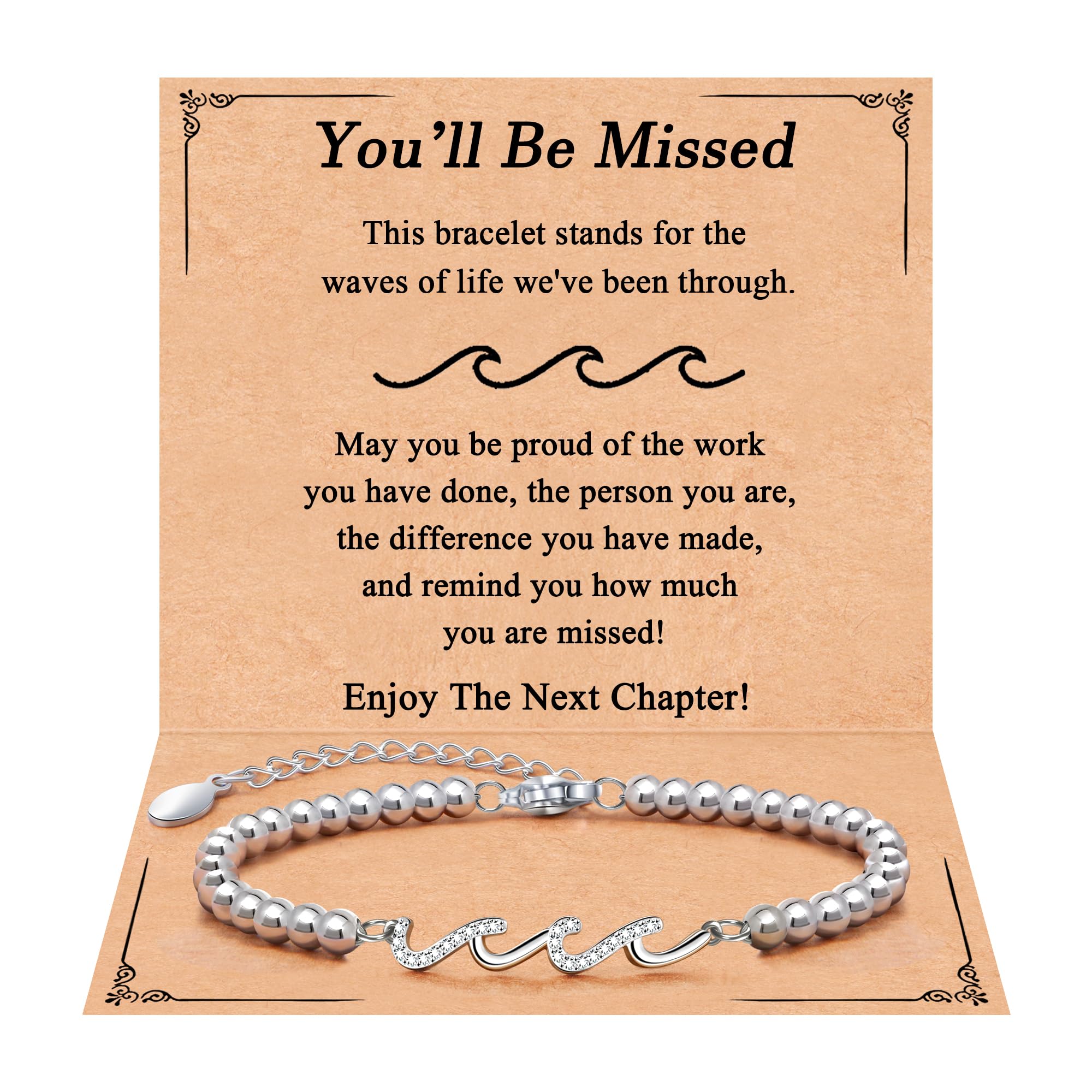 QWNHONEY Waves of Life Bracelet Inspirational Birthday Gifts for Bestie Sister 16th 18th 21st 30th 40th 50th 60th Birthday Gifts for Women