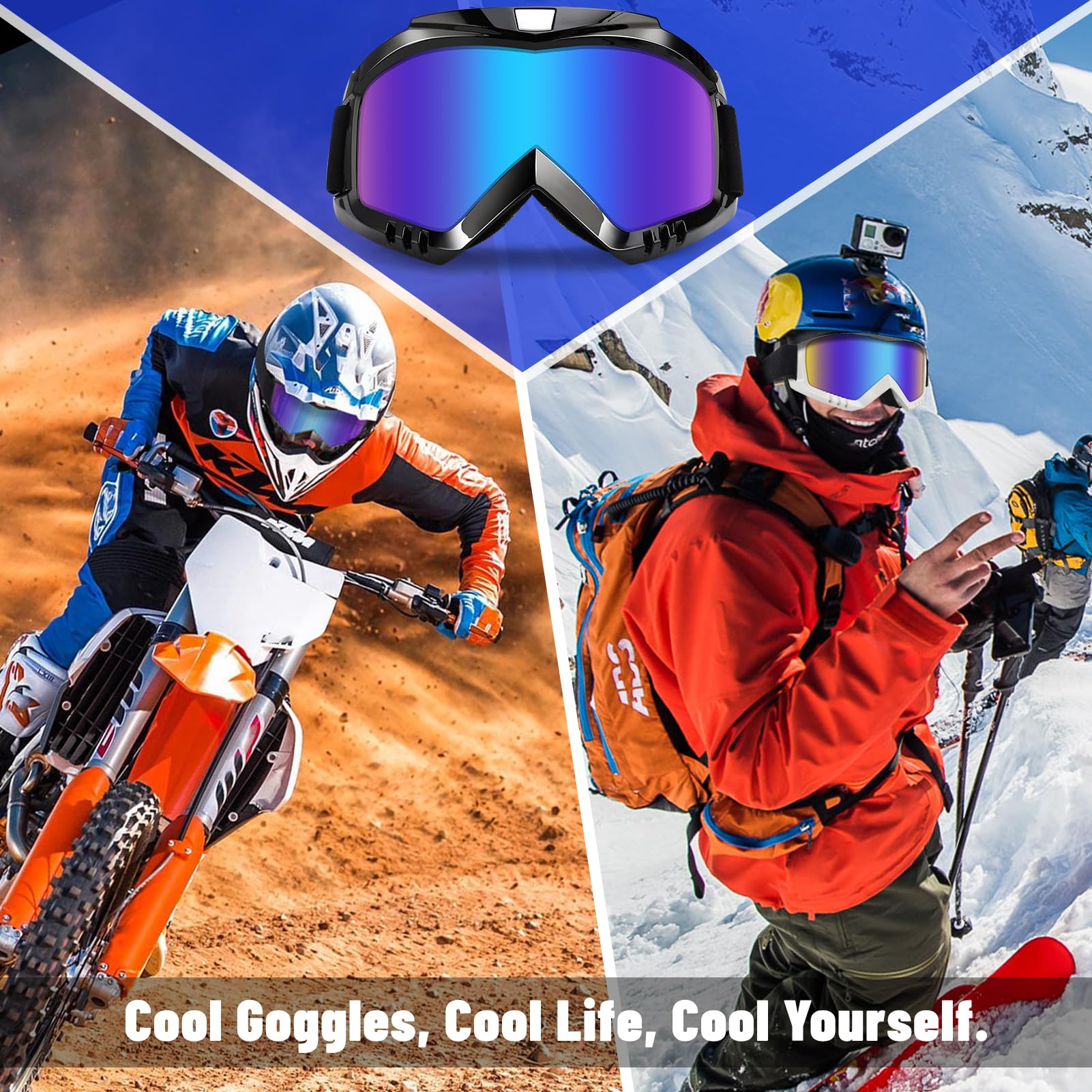 Gafas De Motocross Vintage OLYSPM - Lentes Anti-UV Y Antivaho | Con Correa Ajustable | Ideales Para Moto, Off-Road Y Carreras