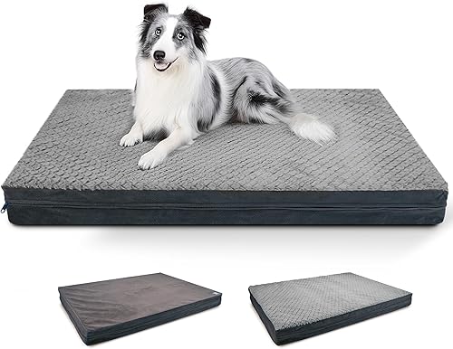 Miniatura 1 de Sytopia Cama indestructible de 42 pulgadas para perros grandes, impermeable, lavable, funda extraíble, soporte ortopédico grueso, duradero,