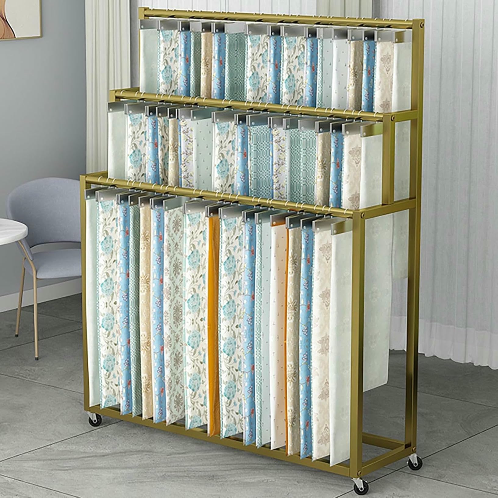 Regał do przechowywania rolek tekstylnych z kółkami Wózek z tkaniny Stojaki tekstylne Stalowe e do odzieży/szalików nized Rolling Storage Solution