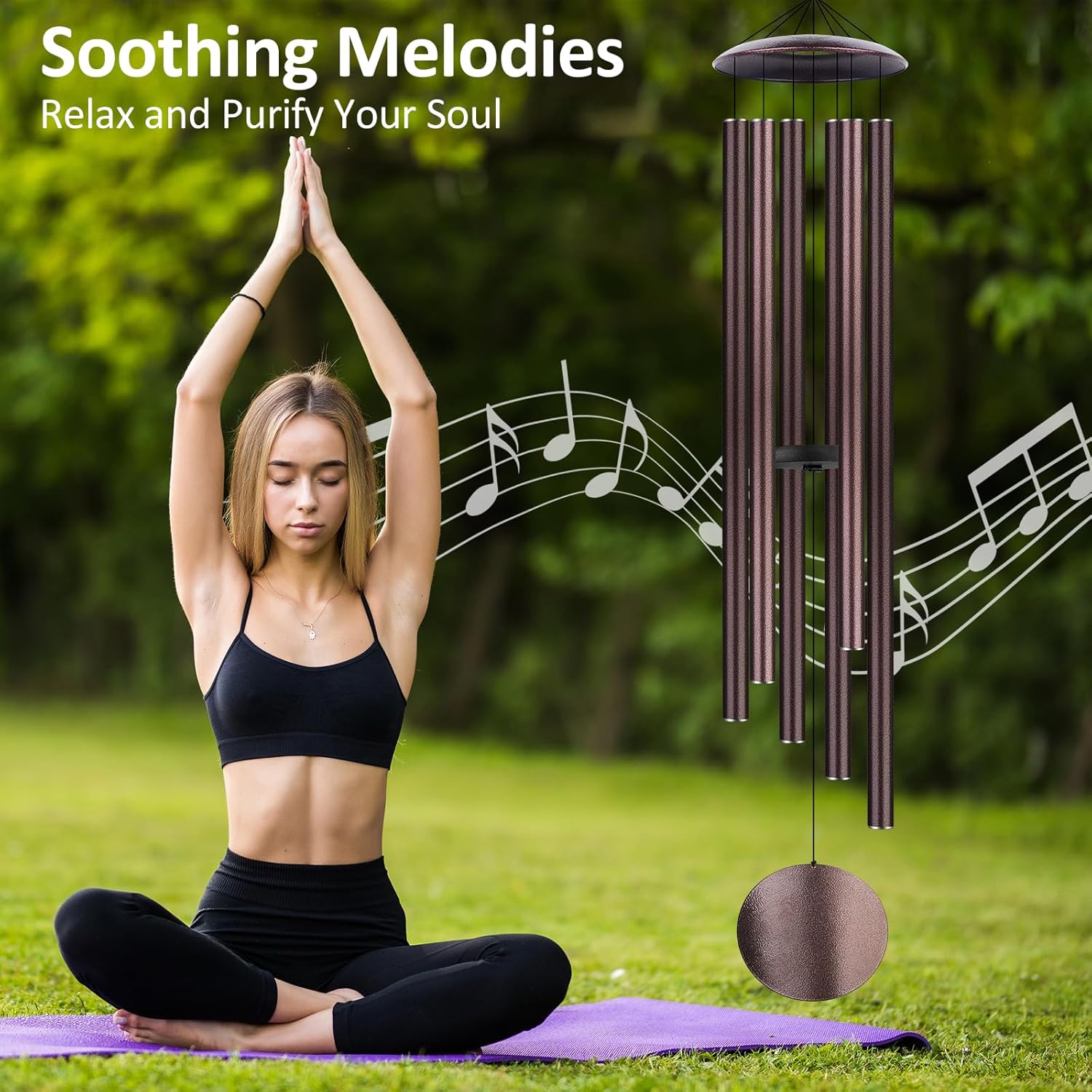 54" Large Wind Chimes for Outside Deep Tone - Gift Box Packaged, Soothing Windchimes Outdoors with 6 Thickened Aluminum Tubes for Garden Decor, Gifts for Mother's Day, Friends and Loved Ones (Bronze)