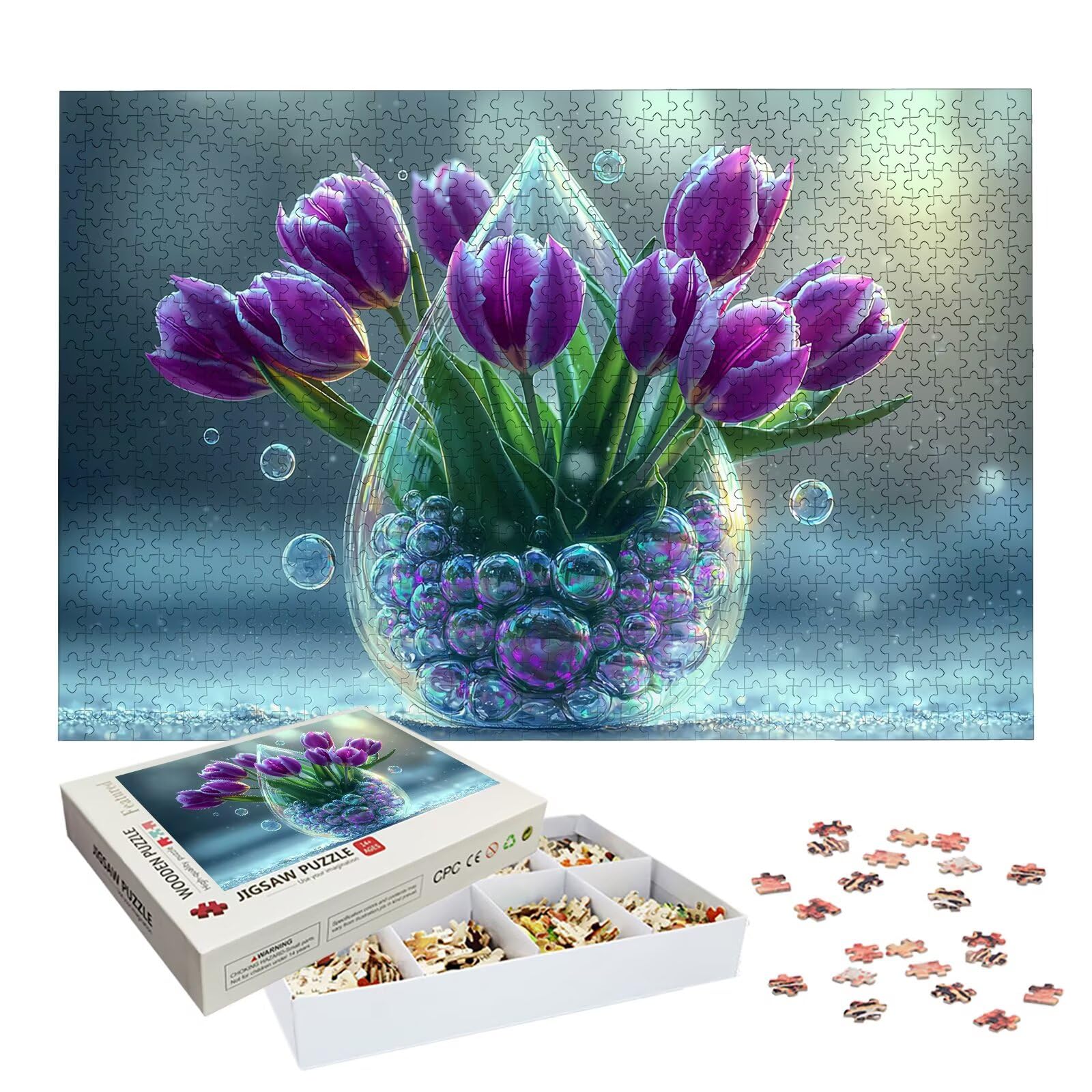 Puzzle 1500 Pièces Tulipe, Puzzle 1500 Pièces Adultes et Enfants, Puzzles Bois avec Une Boîte d'emballage Exquise, Jeu Éducatif Puzzles Fleur, Decoration Maison, Cadeau Femme, Cadeau Homme, -8659