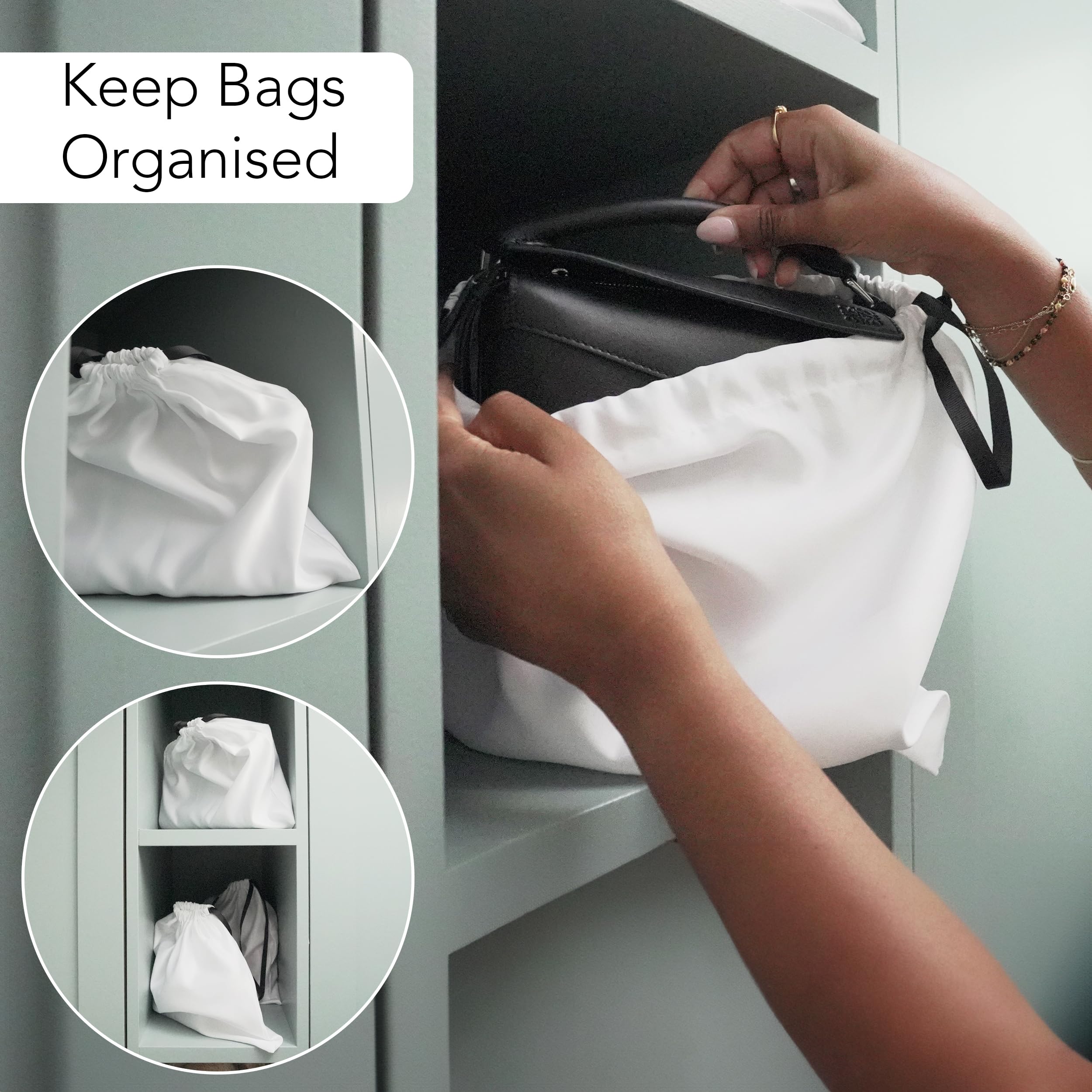 Dust Bags for Handbags (3 Bags) - Small/Medium Size - Premium Drawstring Bag Storage for Handbags Dust Cover by unel - Image 3