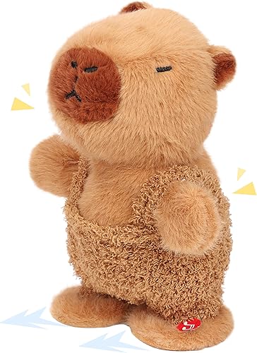Easfan Talking Capybara repite lo que dices, caminar y cantar, juguete de peluche eléctrico interactivo, divertido juguete animado que imita el