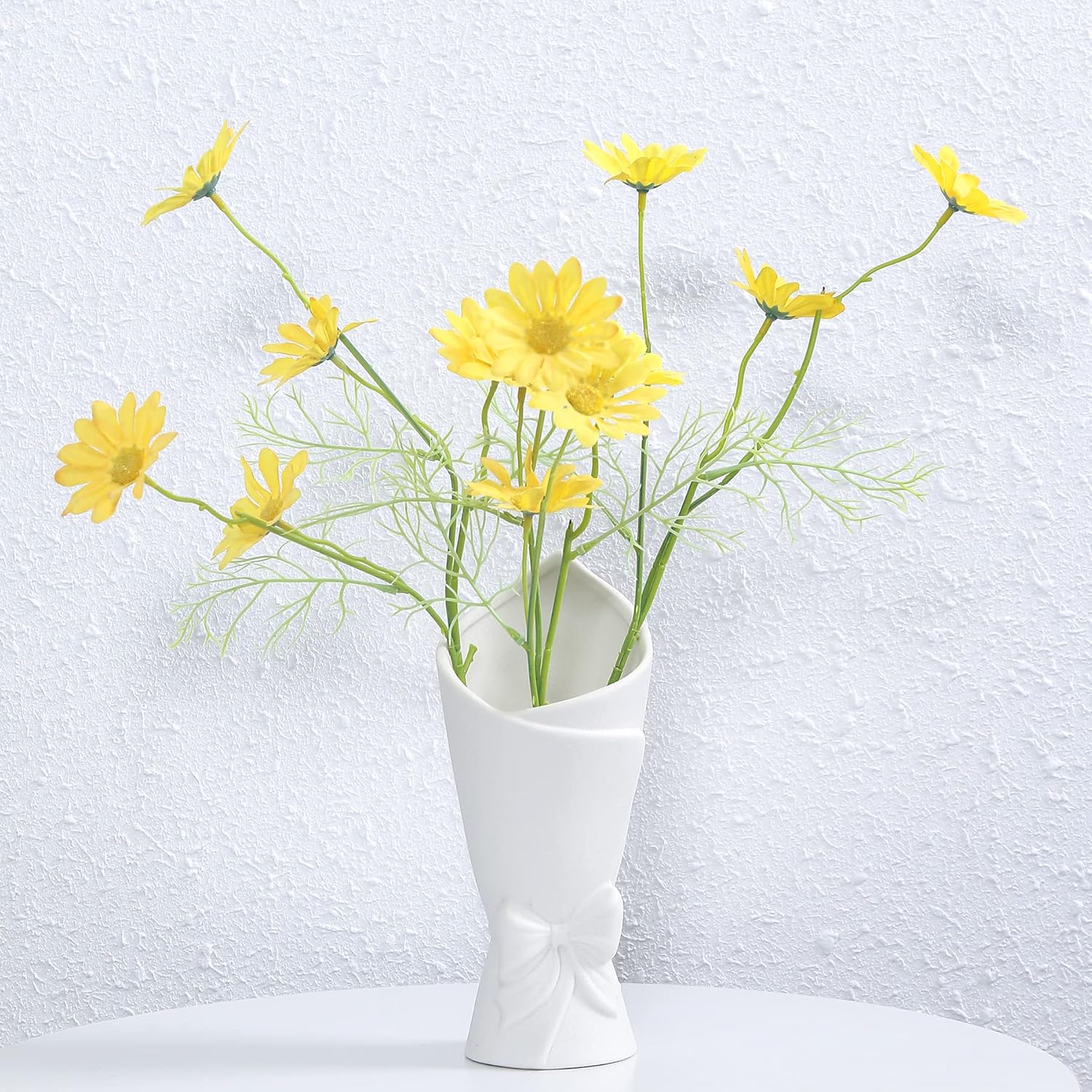 Matte White Bowknot Ceramic Vase, Modern Flower Vases for Home Decor, Pampas, Living Room, Mantel, Table Decoration (Model B) - Image 2