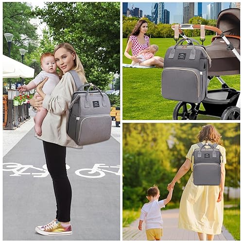 Miniatura 10 de AFDLLDQM Mochila para pañales, bolsa de pañales multifuncional para bebés, Verde, Bolsa de pañales para bebé