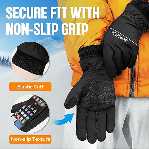 Miniatura 3 de Guantes de esquí impermeables de invierno para hombres y mujeres, nieve cálida para ciclismo, clima frío, conducción en bicicleta, correr