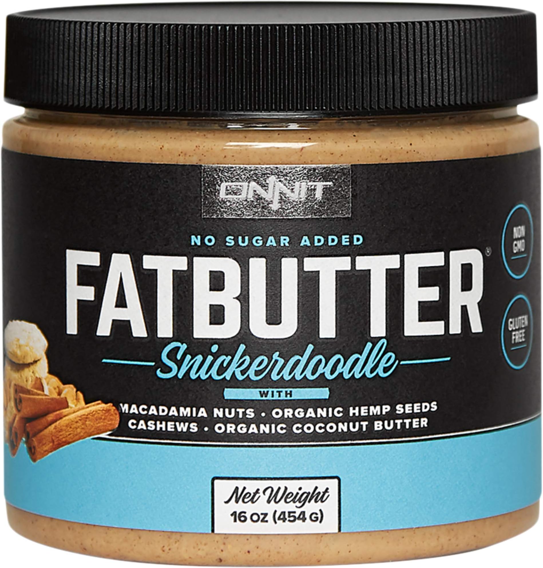 Onnit Fat Butter - KETO SNACKS FAVORITE - Low Carb Nut Butter Packed with Macadamia Nuts, Organic Chia Seeds, Organic Coconut Oil - Snickerdoodle