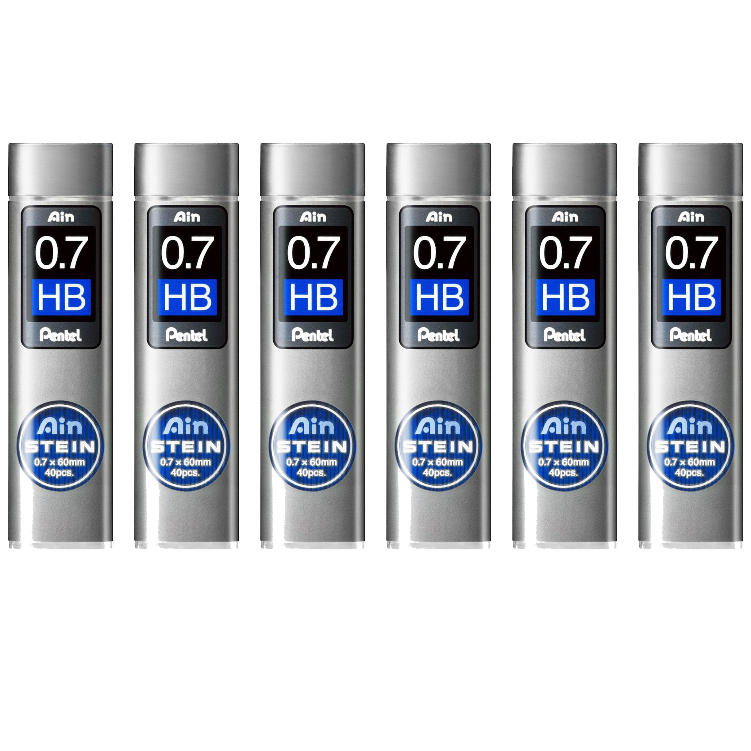 Pentel Ain Stein Mechanical Refill Leads - Pack of 6 Tubes - 0.7mm HB