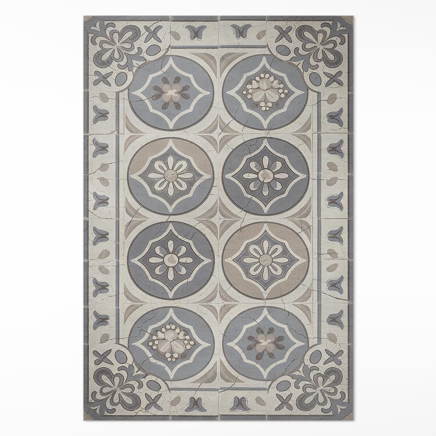 Tapis en vinyle de cuisine ou salon aux fleurs rétro Floorart 60x90