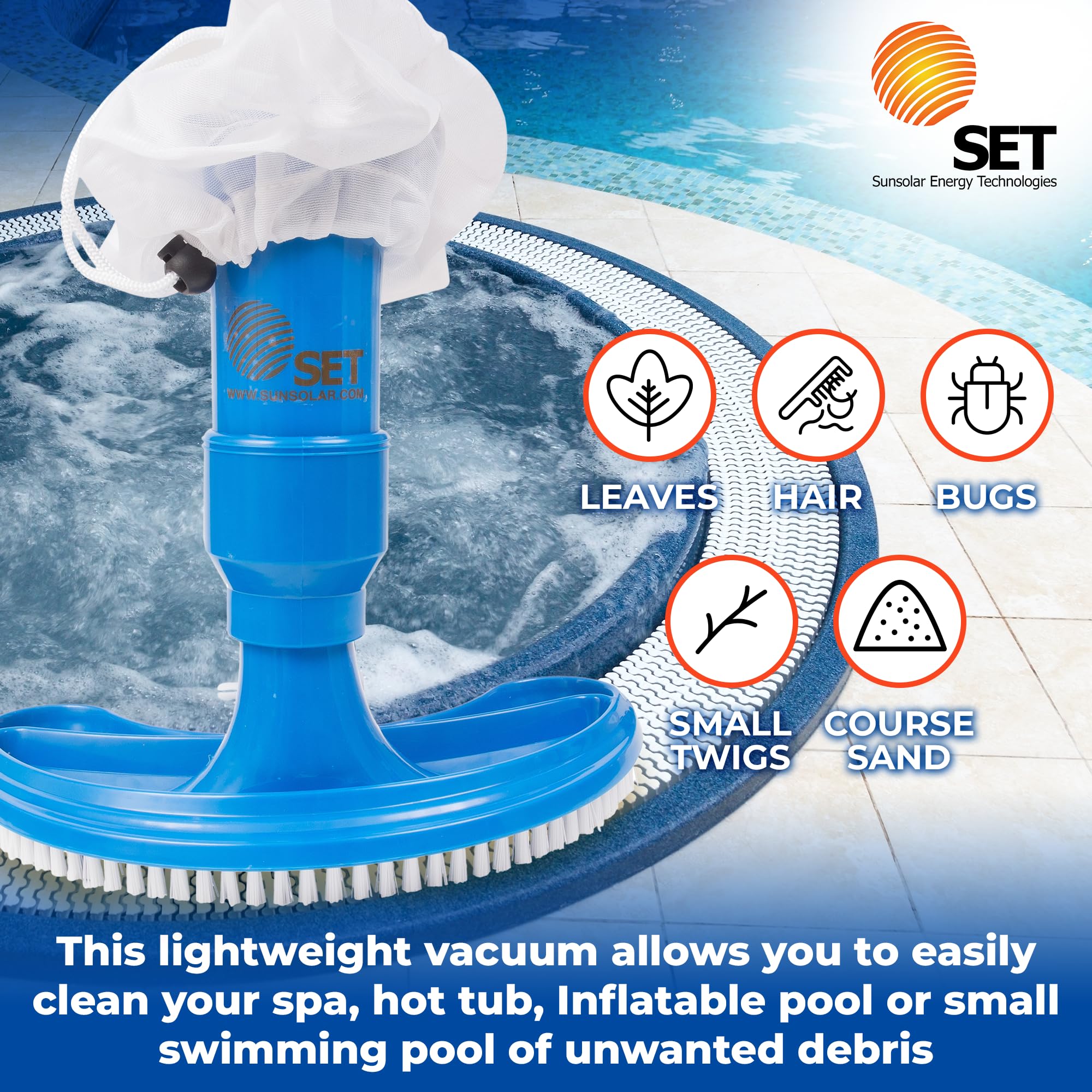 Tête Lestée Transparente Tête D'aspirateur Piscine TidyMister Avec Brosse Latérale - Compatible Tuyaux 3.8cm, Poignée Direction Universelle Adaptateur Tuyau Rotatif Universel