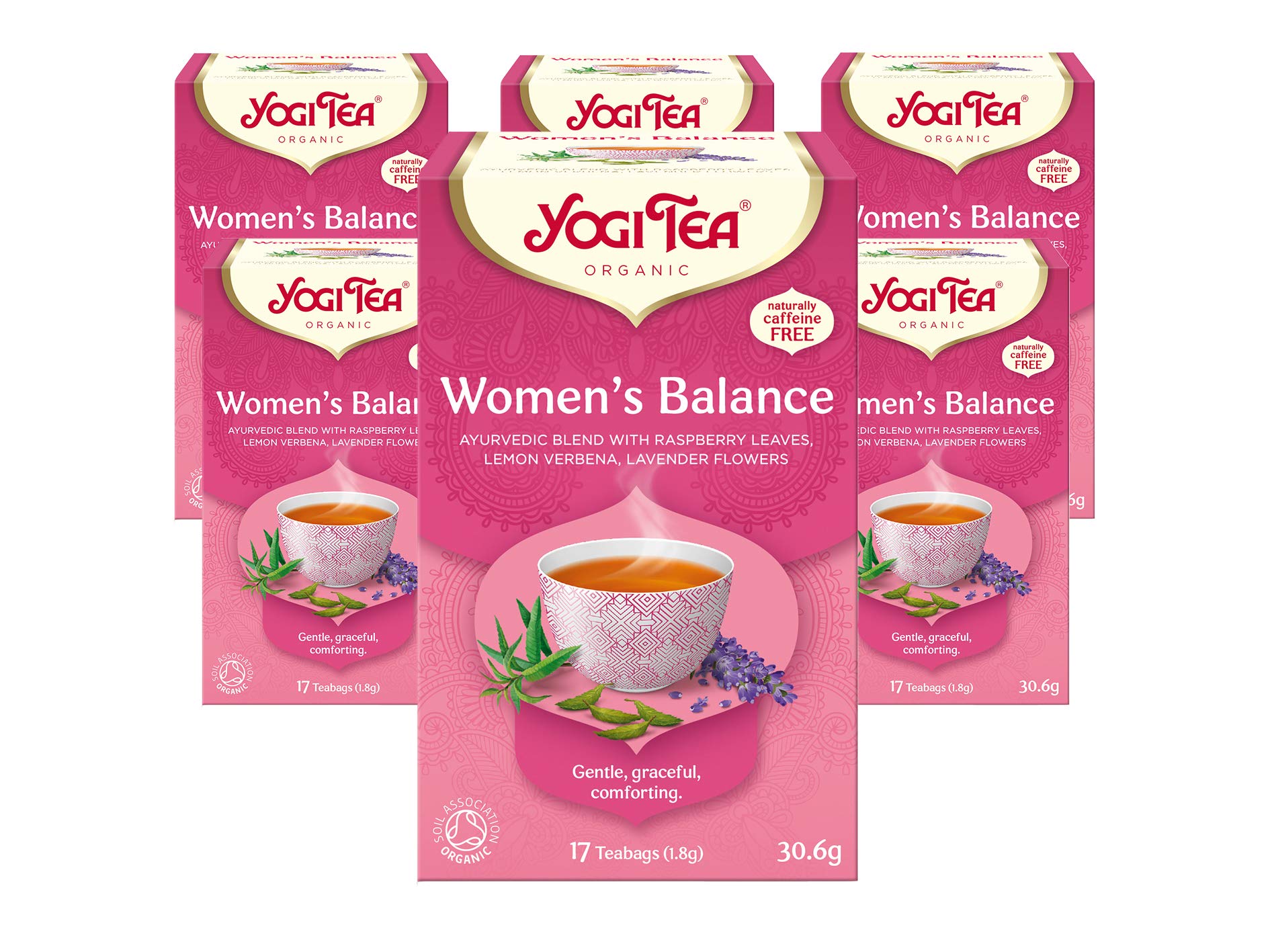 Women's Balance, Organic Herbal Tea, Naturally Caffeine Free, Blend of Raspberry Leaves, Lemon Verbena and Lavender Flowers, 6 Packs x 17 Tea Bags (102 Teabags Total)
