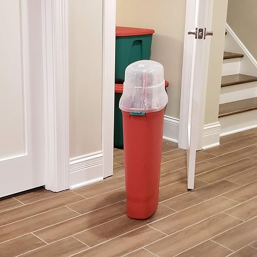 Miniatura 17 de HOMZ Paquete de 2 organizadores verticales de plástico para envolver regalos, color rojo y transparente, contenedores de papel para regalos de