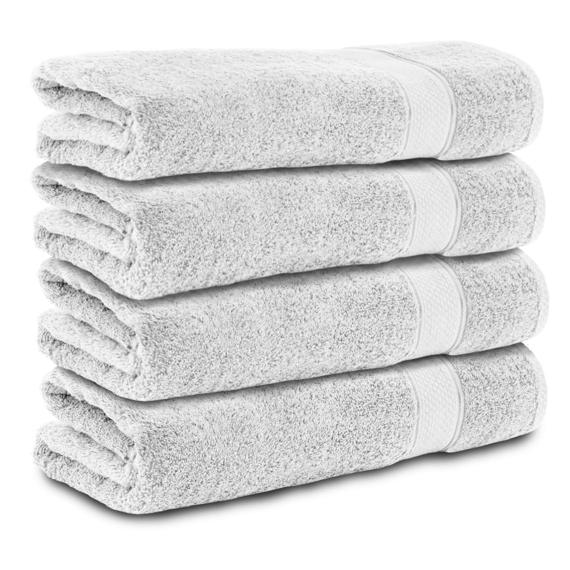 Komfortec Juego de 4 toallas de ducha de 70 x 140 cm, 100 % algodón, 470 g/m², de rizo, suave color blanco