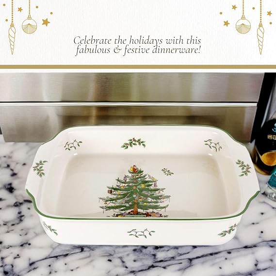 Spode Christmas Tree Rectangular Handled Dish