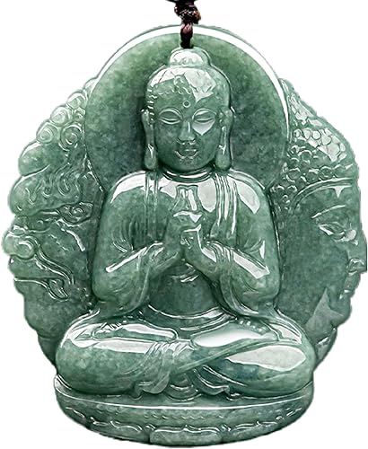 Collar con colgante de buda de jade natural, certificado grado A, jadeíta birmana sin tratar, amuleto de tathagata tallado a mano para hombres y
