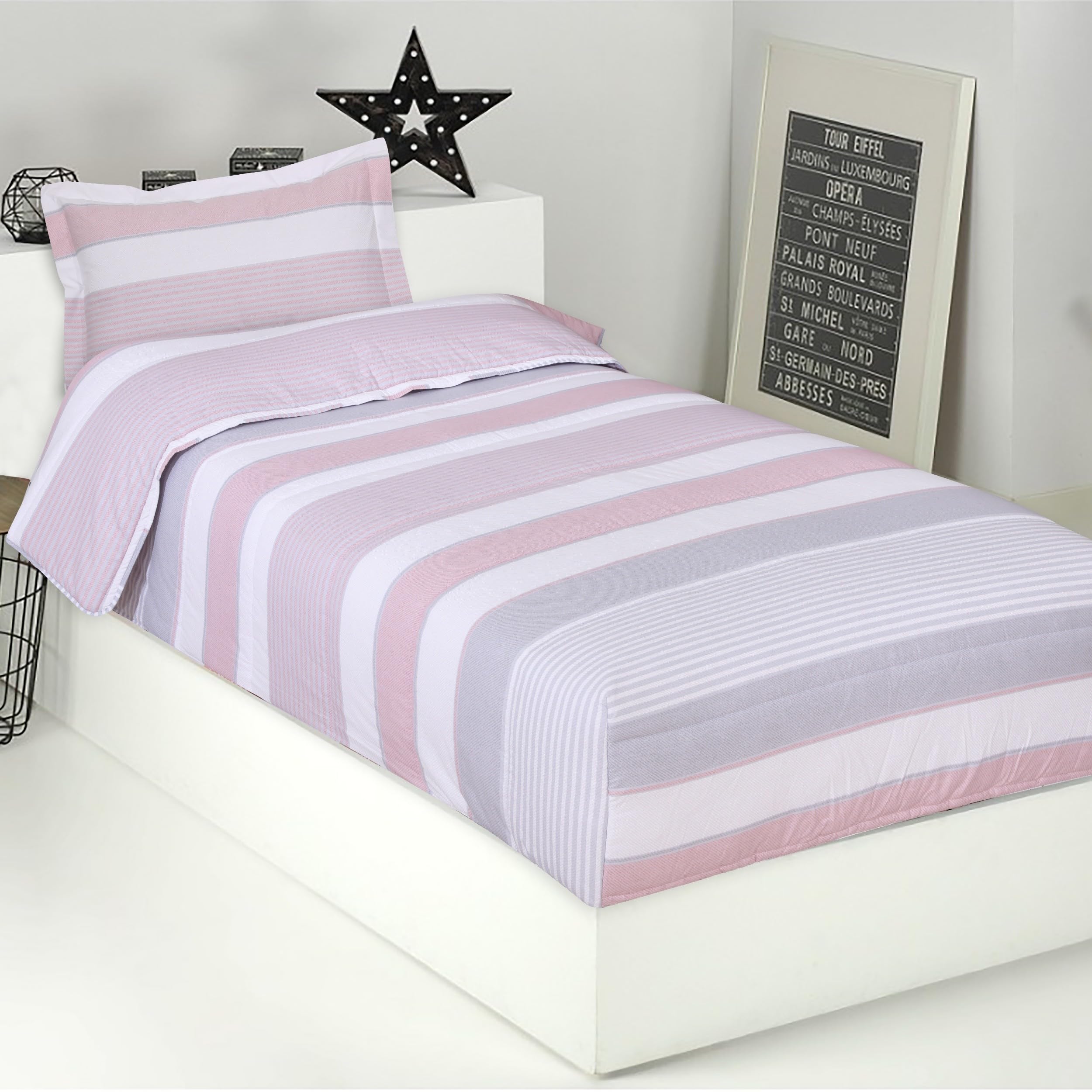DHESTIA HOME - Edredón Ajustable Cama Infantil Zarautz Nude - Color Nude, Talla Cama 90