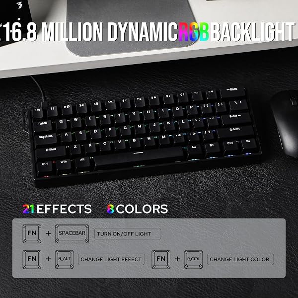 EPOMAKER AULA WIN60 HE 60% Wired Magnetic Keyboard with Adjustable Actuation, 8000 Hz Polling Rate, Hall Effect Switches, Hot-Swap, For FPS Games (Black) - 4