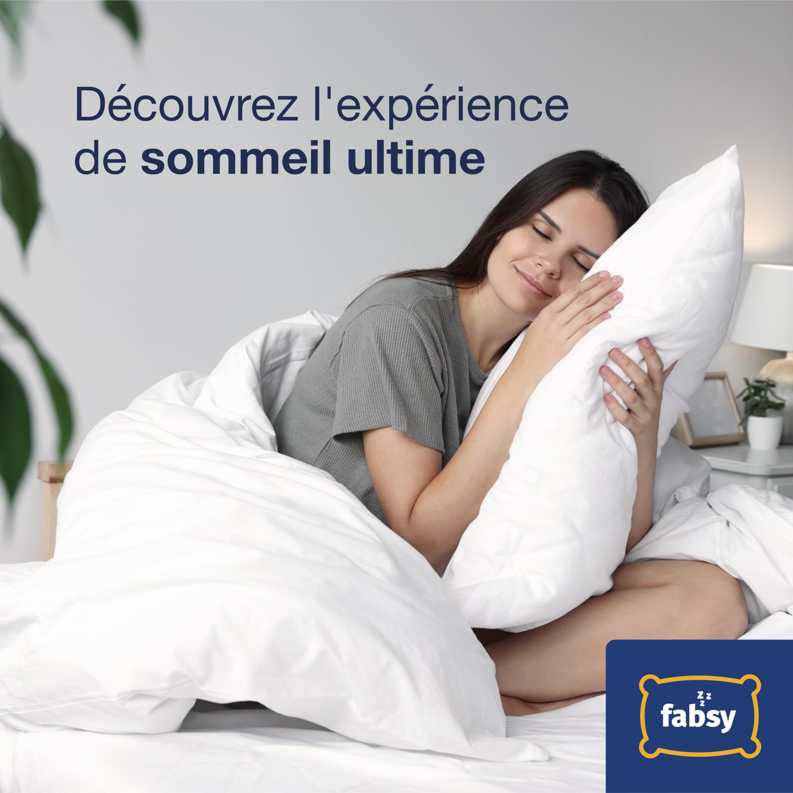 Fabsy Lot de 2 oreillers de lit-Oreiller en Microfibre-Oreiller Super Doux et Rafraîchissant, Rempli de bules de Polyester Respirantes-Durable–Coussin Réglable en Hauteur (Blanc, 65x65cm)