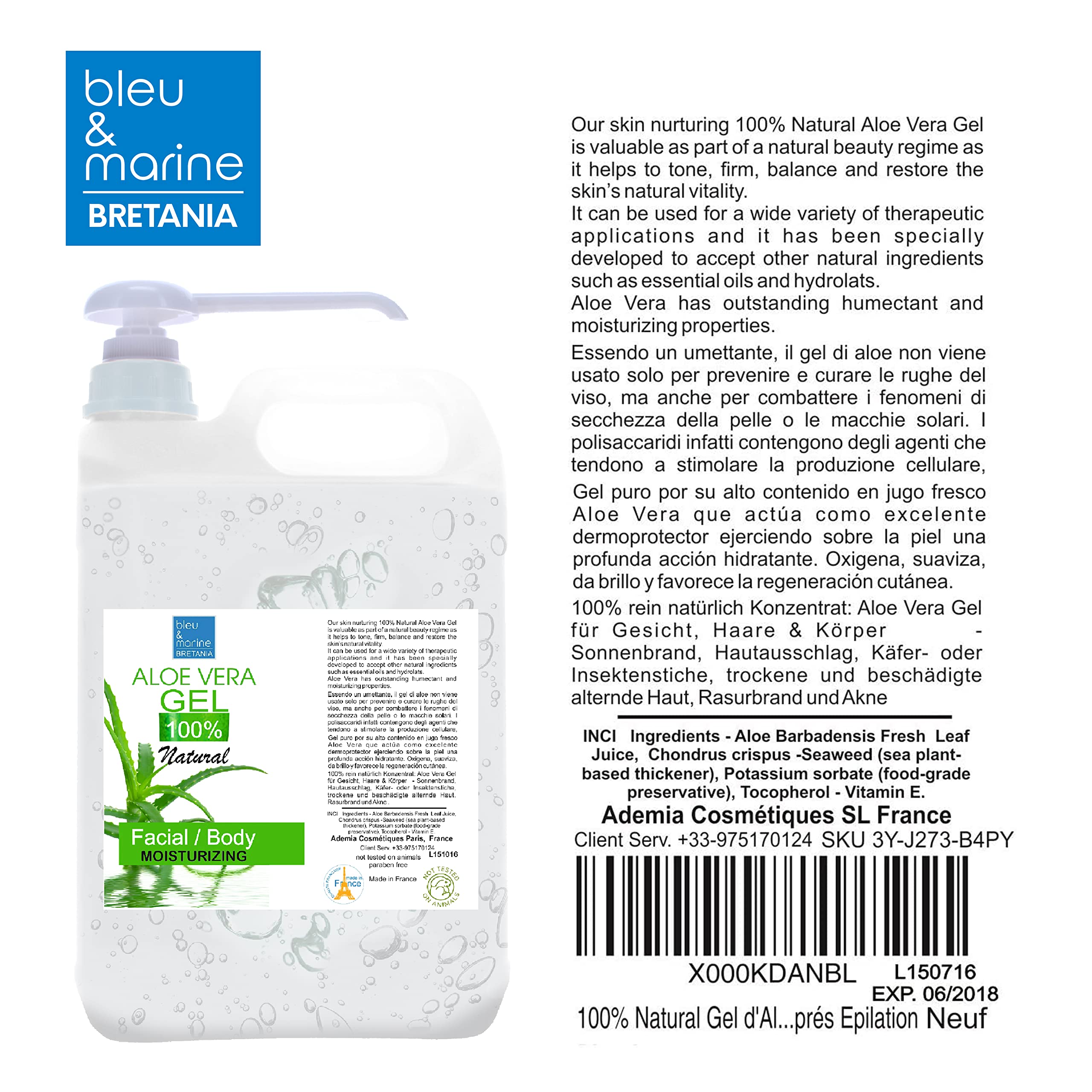 100 Natural Aloe Vera Gel 5 kg Face Moisturiser Hair Gel Body Lotion