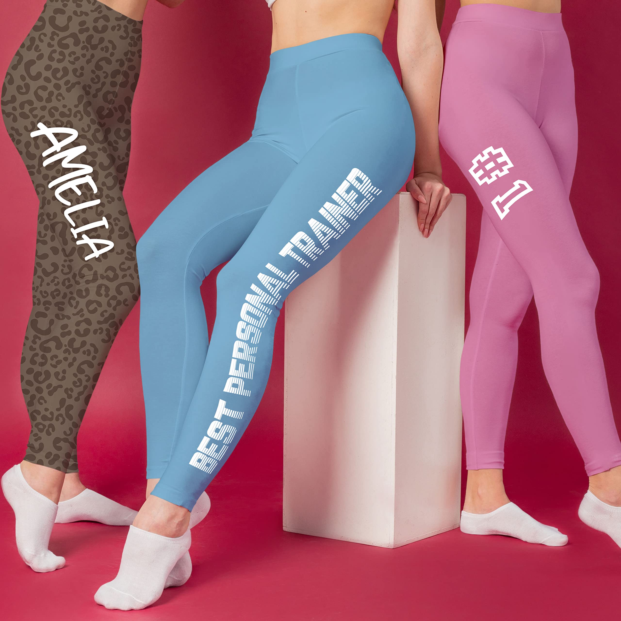 Custom Leggings - Personalized Design Your Own Yoga Pants - Customized Text Workout Leggings - Large Multicolor