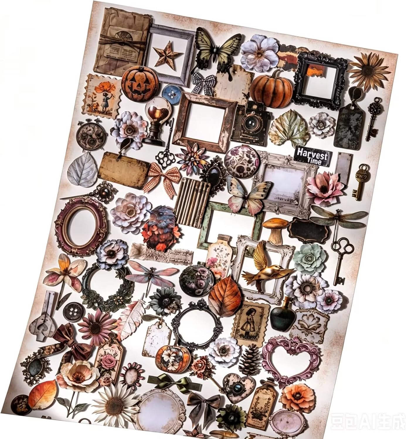 Alideco 100pcs Scrapbook Stickers Retro Characters Flowers Scrapbooking Junk Journal Embelishment Decoration Stickers (jiuwuzhi)