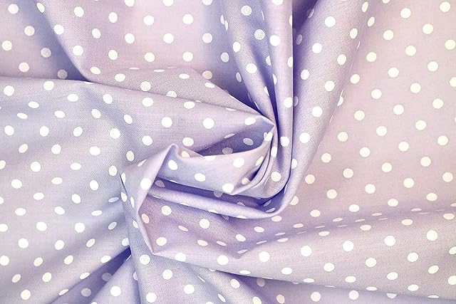 PYRHAN Polka Dots Polycotton Prints | 45 inch Wide Dress Fabric Material by Meters | Floral Polycotton Print Used in Sewing Kit and Accessories | Quilting Fabric (Lilac)
