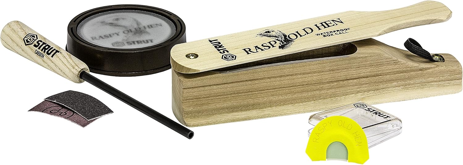 Hunters Specialties Strut Raspy Old Hen Turkey Call 4-Pack Bundle with Box, Friction & Diaphragm Calls (HS-STR-06928)