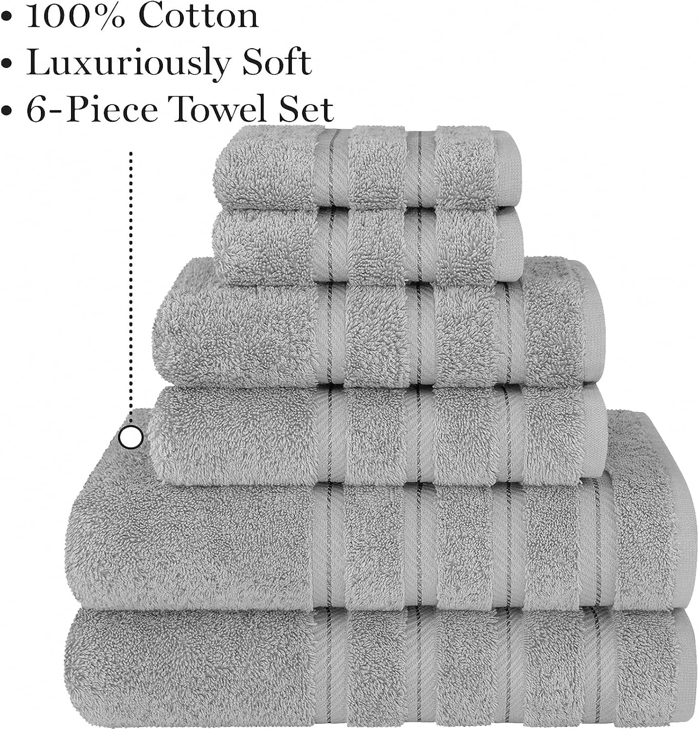 Bath Towel Set,27 x 54 Inches Extra Large Bath Towels,100% Turkish Cotton,Soft & Absorbent Towels for Bathroom,2 Bath Towels 2 Hand Towels 2 Washcloths,Towels for Hotel, Spa and Bathroom (6 PCS)