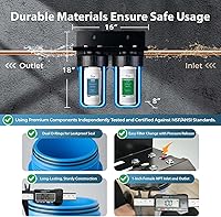 Vista 4 de iSpring WGB21B-PB Sistema de filtración de agua de 2 etapas para toda la casa con bloque de carbono de 10" x 4.5" FC15B y filtro reductor de plomo