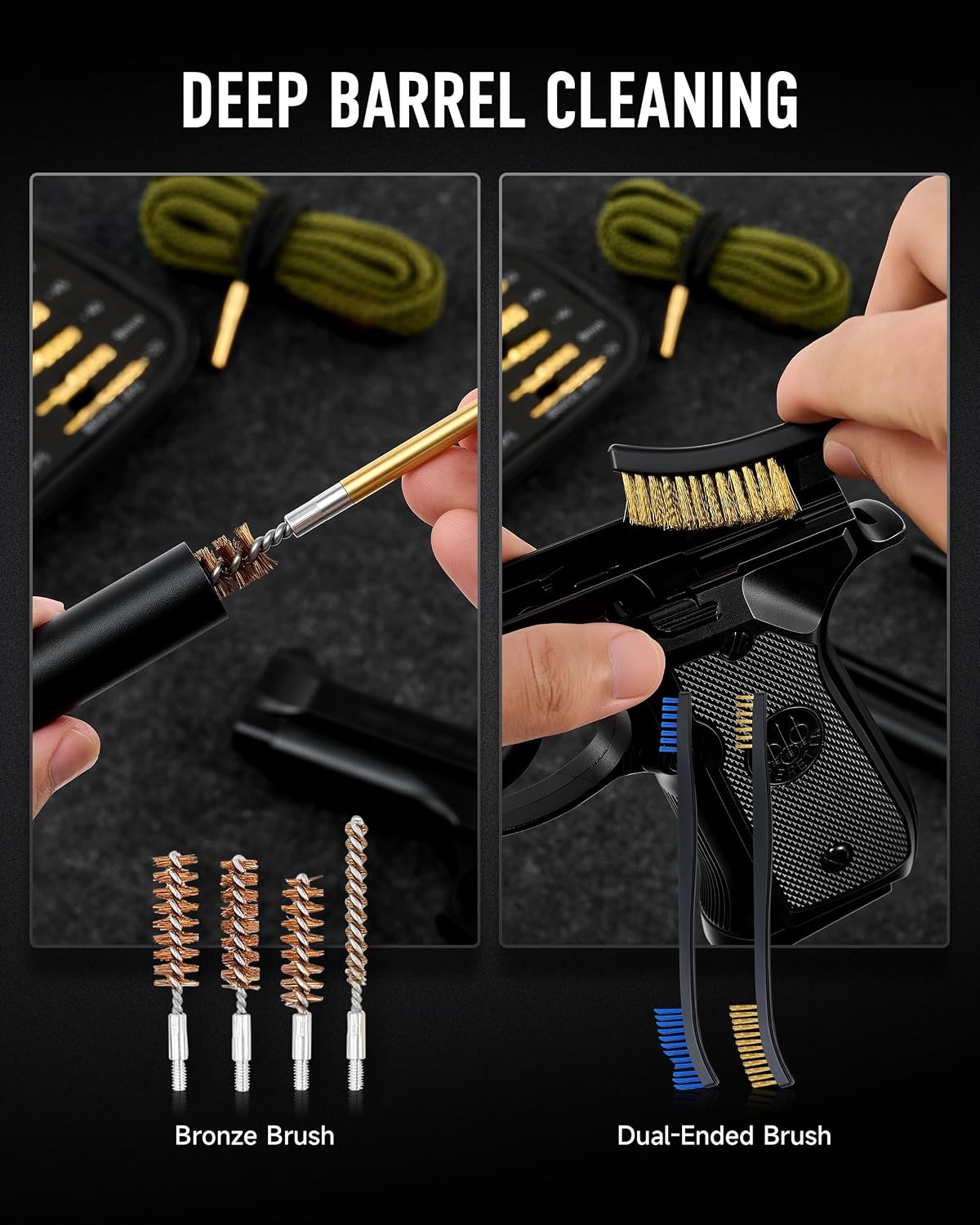 PINTY Gun Cleaning Kit, Professional Handgun Maintenance Set for 9mm .22 .38 .45 Caliber, Universal Pistol Cleaning Brush and Tool Kit, 10-71 Pieces