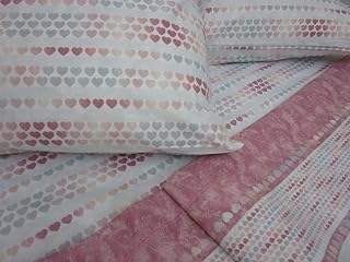 Single Bed Set with Coloured Hearts in Pink 100% Natural Fibre Cotton Made in Italy..Sizes MAXI News 2021!!!!