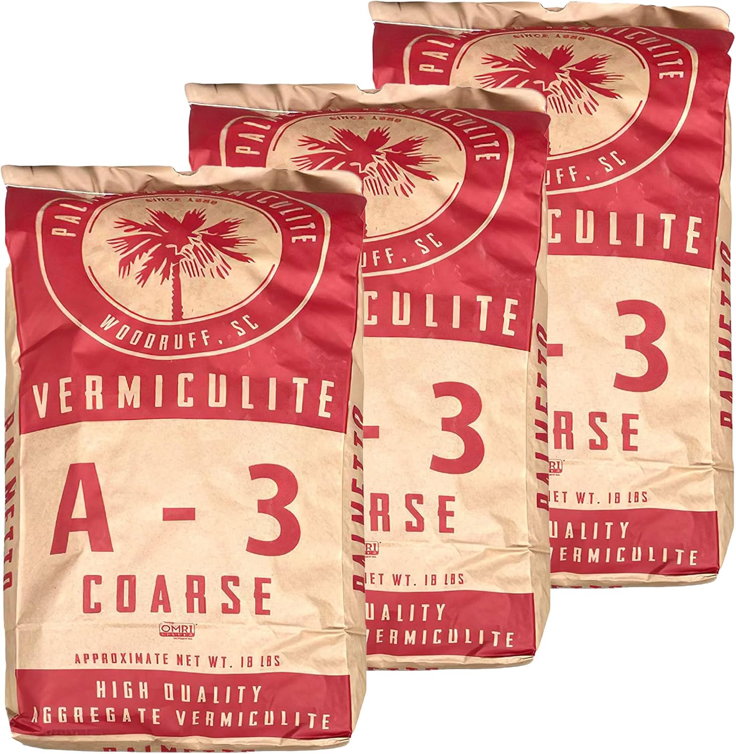Palmetto 3 Pack A3 Coarse Vermiculite Potting Soil Mix for Planting, 4 Cu Ft, 18 Lbs