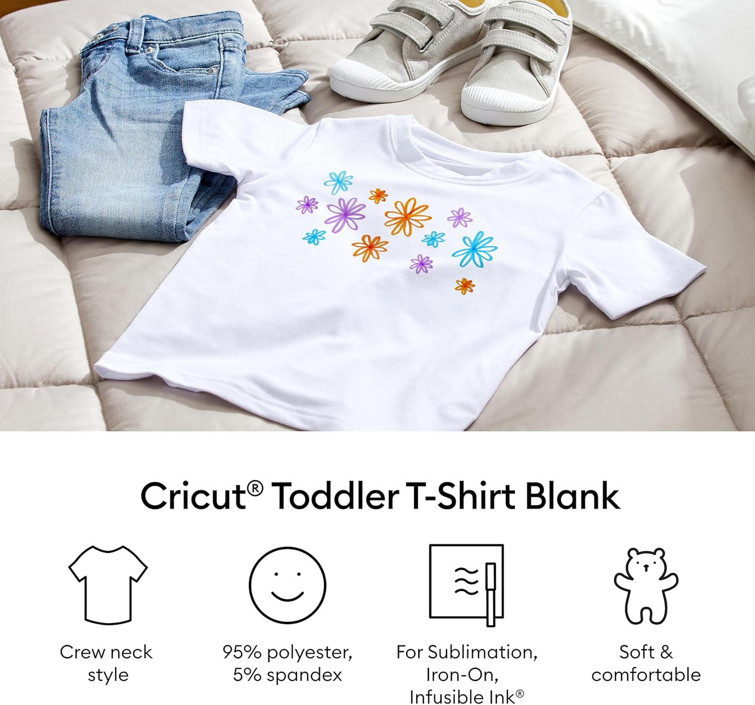 Cricut® Youth T-Shirt Blank, Crew Neck - Small (6-7) - DIY Custom T-Shirt - Works with Infusible Ink® Transfer Sheets, Pens, Markers & Sublimation - Image 3