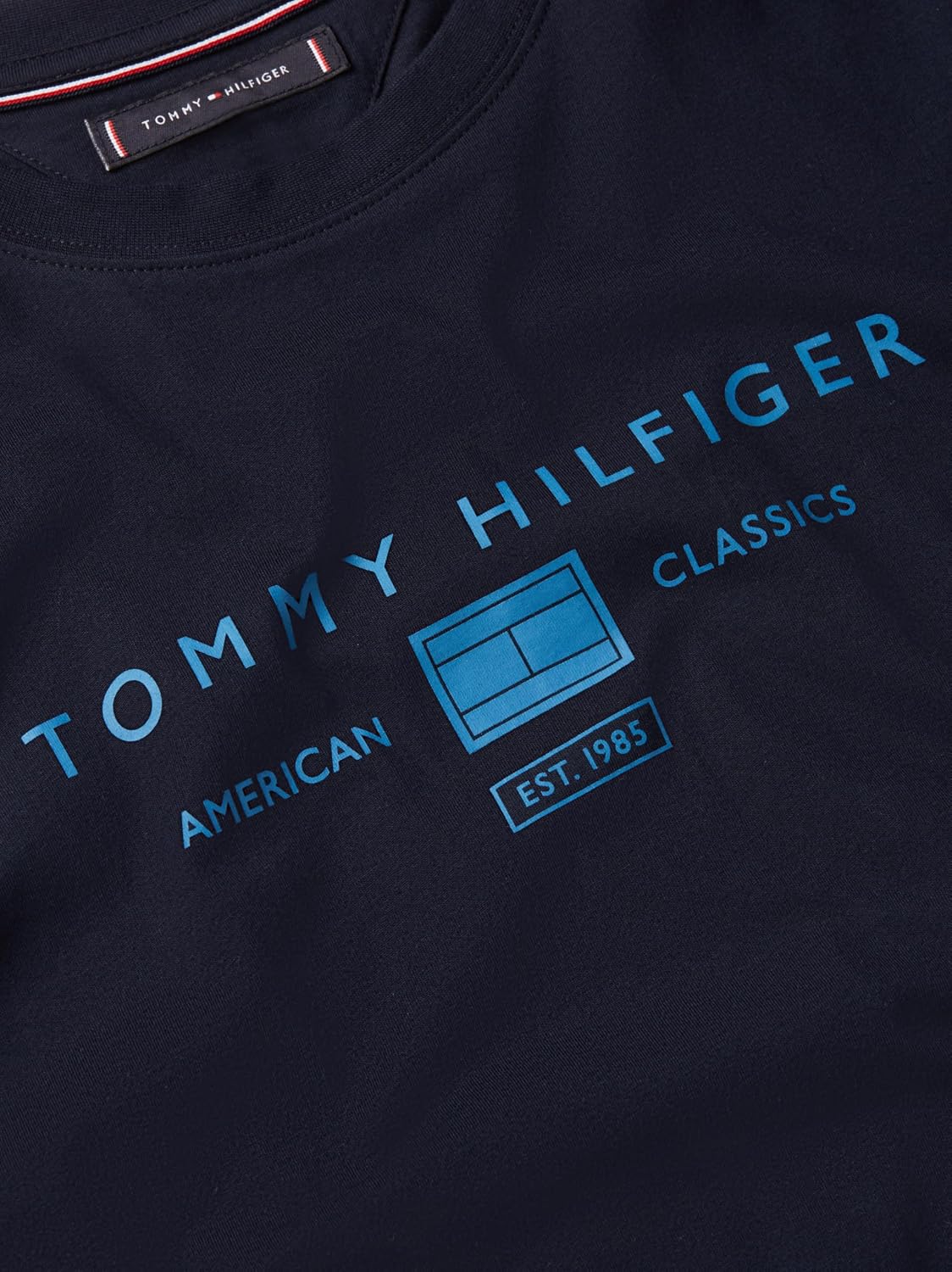 Tommy Hilfiger Men's Short Sleeve Cotton Graphic T-Shirts with Printed Stacked Chest Graphic, Also Available in Big and Tall