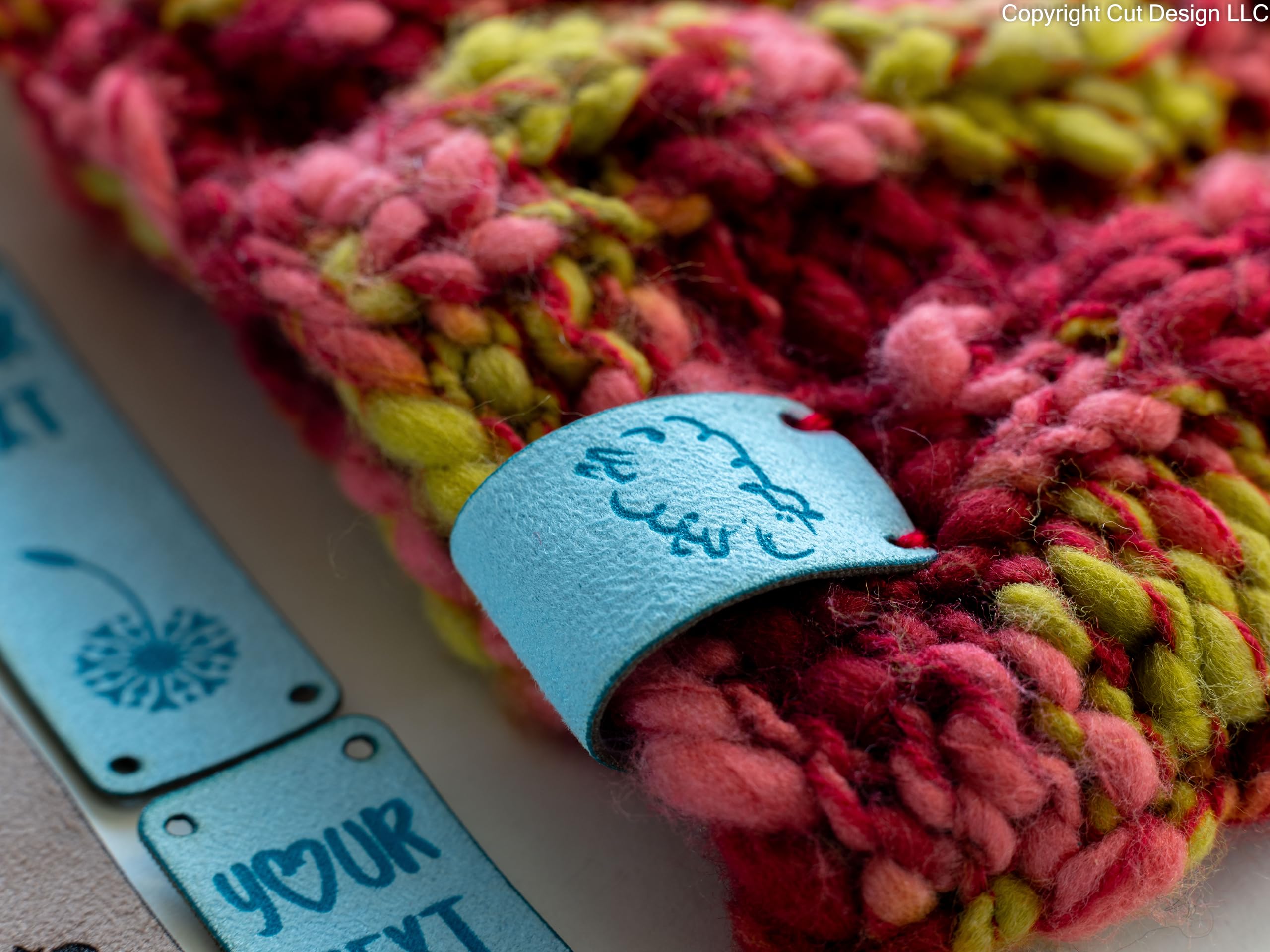 Personalized Leather Labels for Handmade Crafts, Knitting, Crochet, Clothing, Vegan Leather.