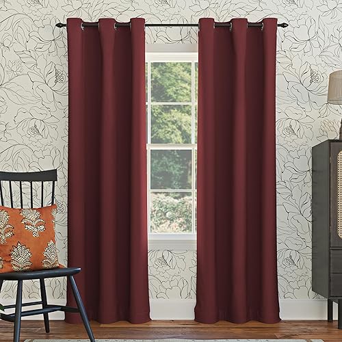Sun Zero Easton - Panel de cortina blackout con ojales, cortina ahorradora de energía, 40 x 63 pulgadas, color rojo vino