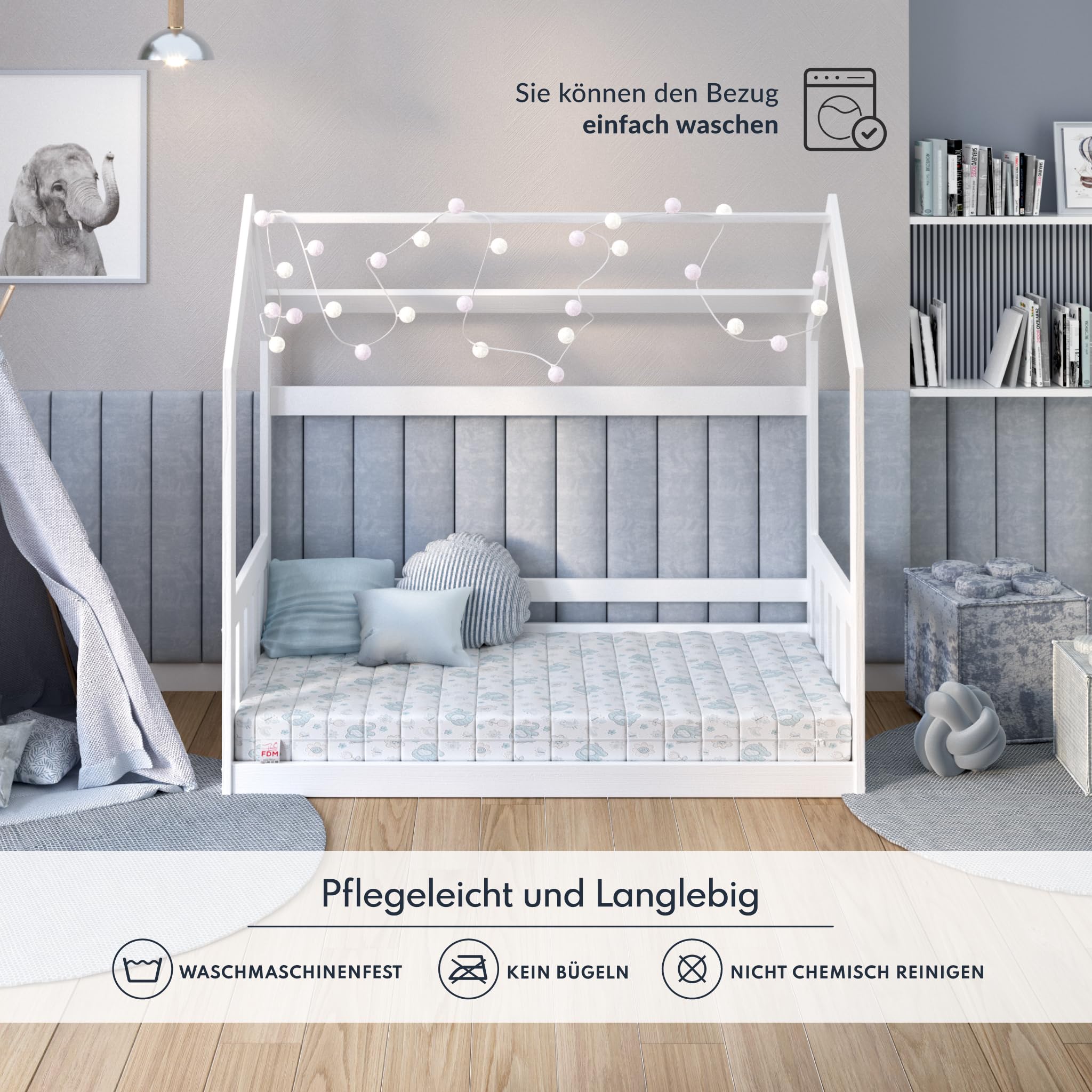 FDM Melody Matelas 90 x 180 cm Mousse à Mémoire de Forme Épaisseur 10 cm Fermeté H3 Matelas à Deux Faces Oeko-TEX Hypoallergénique Housse Lavable Dumbo
