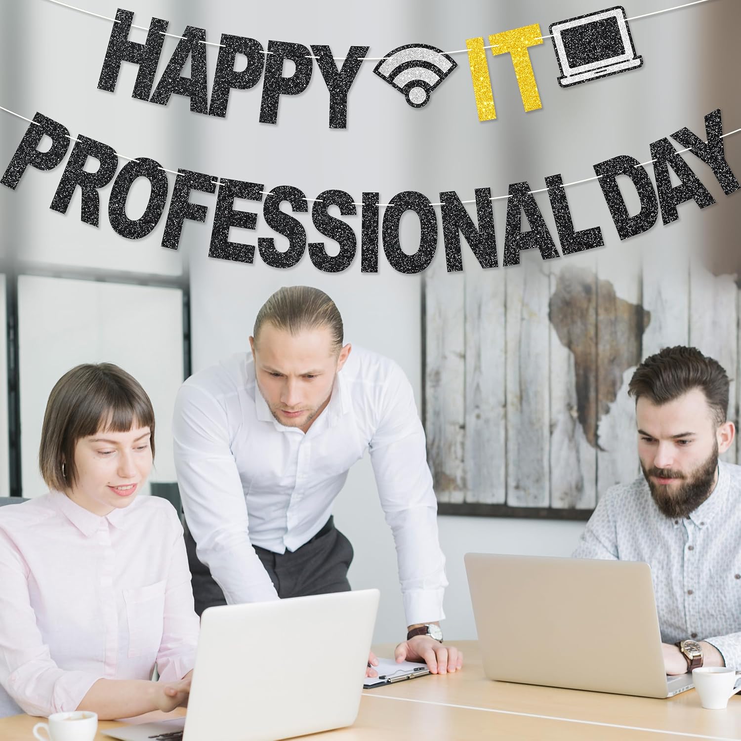 Happy IT Professional Day Banner - NO DIY IT Professional Day Party Decorations For Appreciation Gifts Glitter