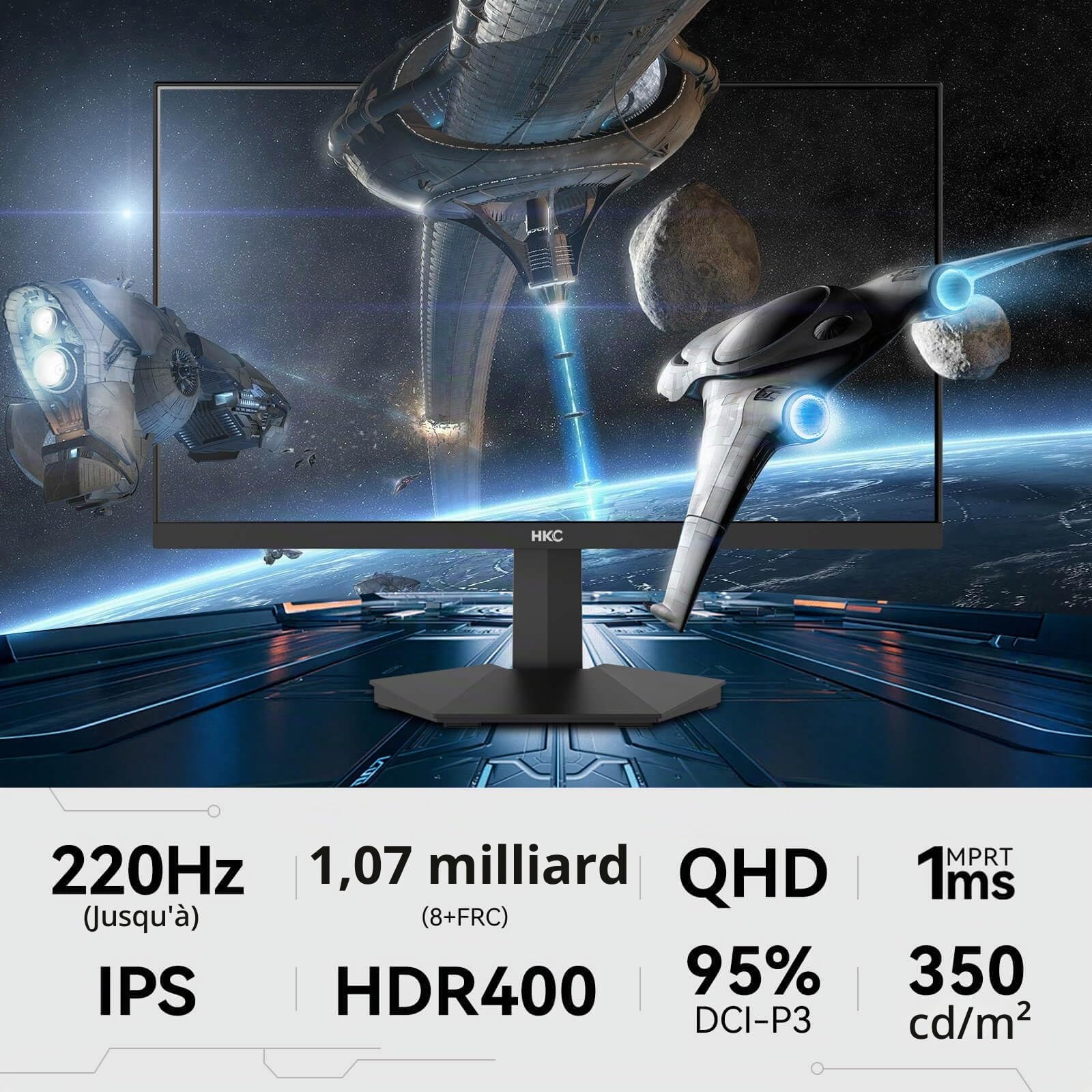 HKC G27H2DPRO Écran PC Gaming 27 Pouces 220Hz QHD 2560×1440 Fast IPS