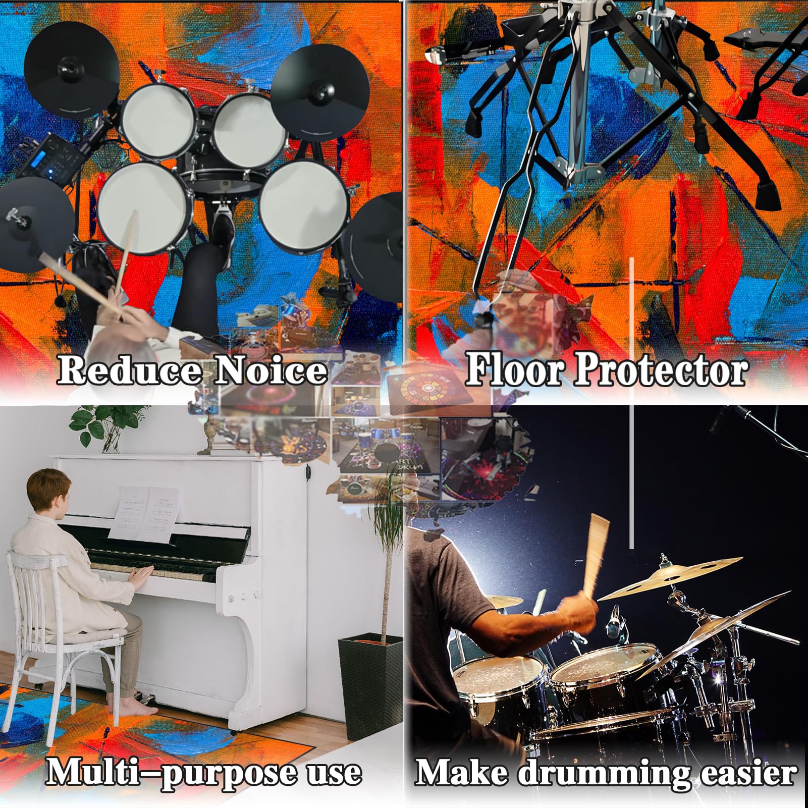 Sound Absorbing Rugs KKOTYT Drum Rug Drum Mat, Sound-Absorbing Mat For Electronic Drums, Non-Slip Anti-Noise Drum Mat, Soundproof Drum Mat, Floor Mat Mat For Acoustic Drums-G|160x200cm Sound Proof Rug