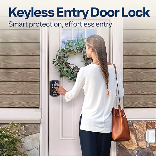 Miniatura 2 de VIVOHOME Cerradura de puerta de entrada sin llave con huella digital, cerrojo electrónico con teclado para puerta delantera, bloqueo automático, 2